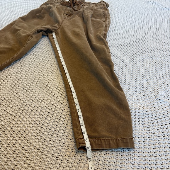 Free the people button fly ankle pleated pants/Brown high-waisted /drawstring /S - Picture 14 of 16
